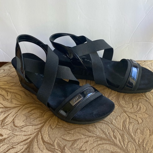 AK Anne Klein sherry sling back wedge heel elastic cross band textile upper 8🌹 - Picture 12 of 13